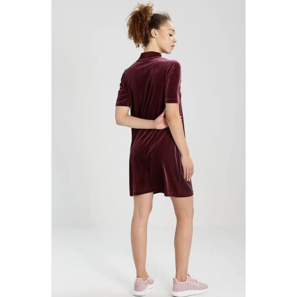 Adidas Velvet Mini T-shirt Dress Women S Purple Short Short Sleeve Big SpellOut - Picture 3 of 9